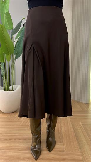 Kahve Moche Asimetrik Saten Etek