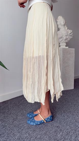 Sarı Astarlı Asimetrik Şifon Etek