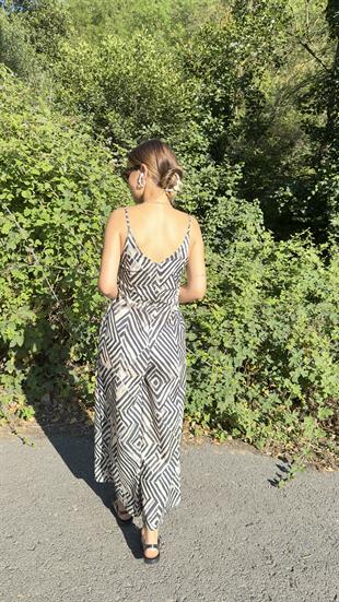 Çizgi Desenli Tulum