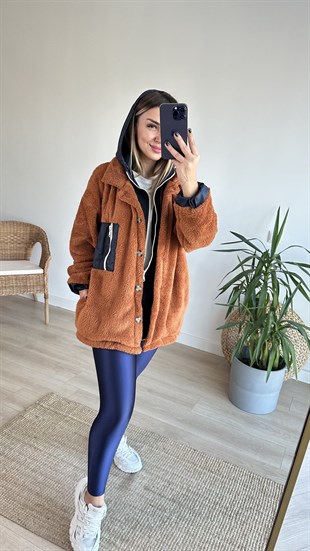 Paraşüt  Detaylı Tarçın Peluş Mont