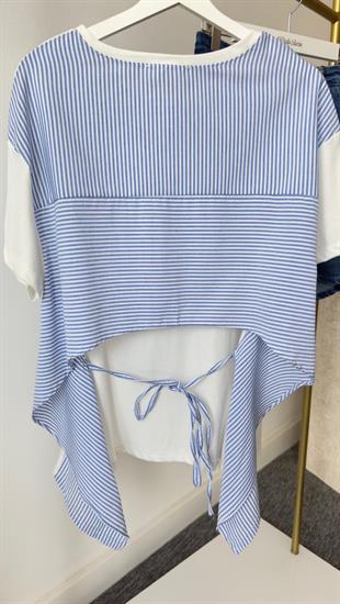 Sırtı Poplin Bağlamalı Beyaz Tshirt