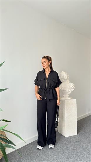 Siyah Resa Gold Fermuarlı Tensel Takım