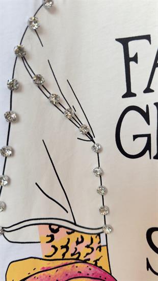 Taşlı Kız Baskılı Salaş Tshirt