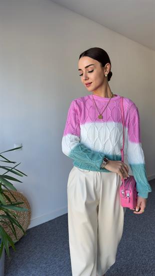 Saç Örgü Batik Desen Renkli Triko