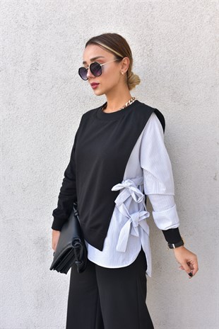 Yanları Bağlamalı Gömlek Sweat