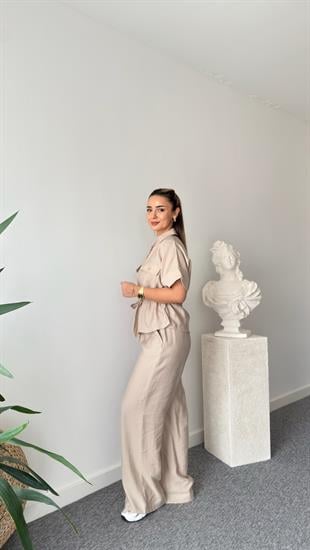 Bej Resa Gold Fermuarlı Tensel Takım