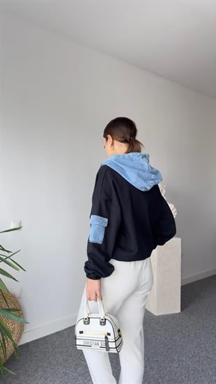 Kot Kapüşon Detay Cepli Sweatshirt