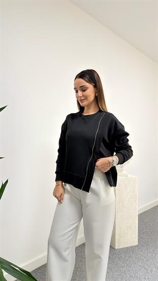 Marka Model Asimetrik Fermuarlı Sweat