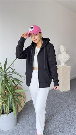 Neyz Şardonlu Yumuşak Doku Siyah Sweat