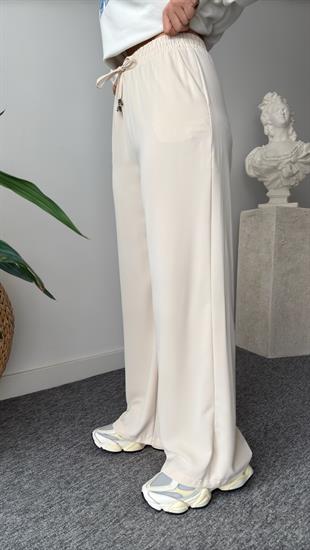 Carla Bel Lastikli Bej Palazzo Pantolon