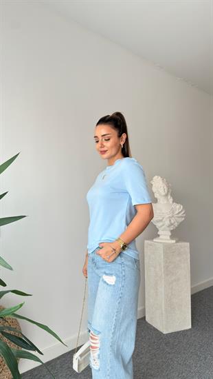 Mavi Falmo Bisiklet Yaka Massi Tshirt