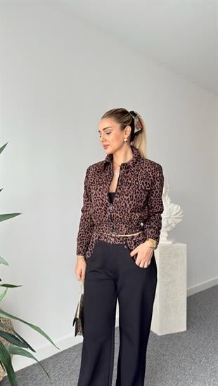 Stef Leopar Desenli Bomber Ceket
