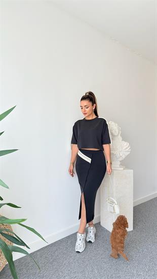 Chima Şerit Detaylı Etekli Modal Takım 