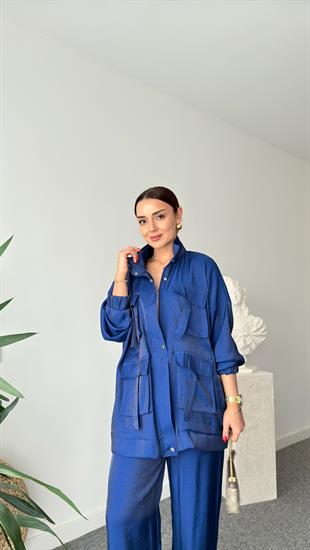 Mavi Vuaye Cep Detaylı Takım  