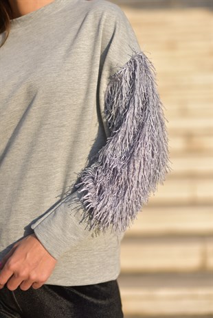 Kolları Püsküllü Sweatshirt