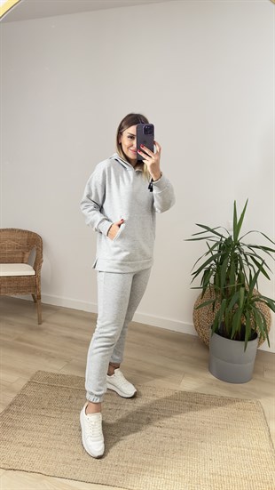 Şardonlu Gri Eşofman Takımı