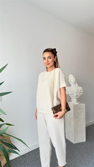 Jaker Taş Rengi Keten Salaş Takım ( ÖN SİPARİŞ ÜRÜNÜ )