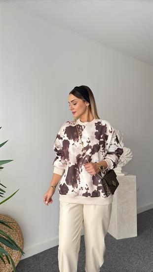 Thian Kahve Renk Geçişli Sweatshirt