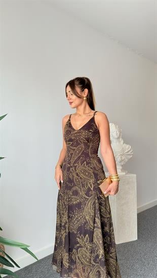 Welsa Marka Model Desenli Şifon Elbise 