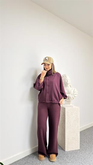 Bordo Sonya Ceket Pantolon Modal Takım