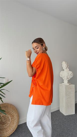 Turuncu Marka Model Büzgülü Tshirt