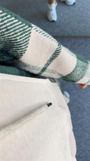 Yan Yeşil Ekoseli Kapüşonlu Sweat