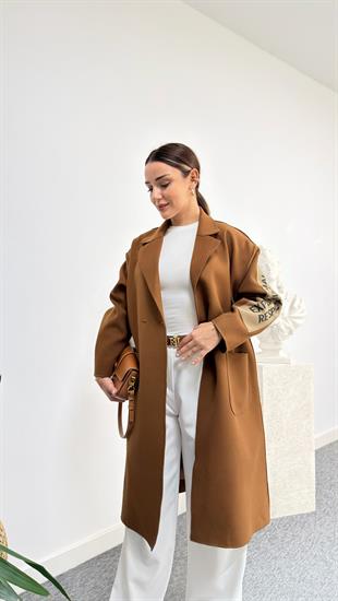 Marike Orj Model Yazı Detaylı Astarlı Taba Kaban