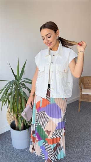 Taşlı Zr Model Gabardin Yelek