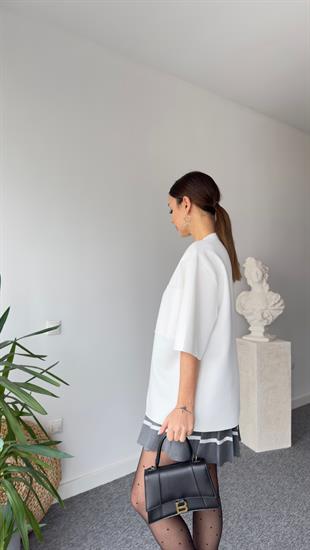 Sırt Fermuarlı Zra Model Vatkalı Beyaz Bluz