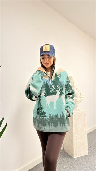 Yeşil Letel Marka Model Yumoş Polar Sweat