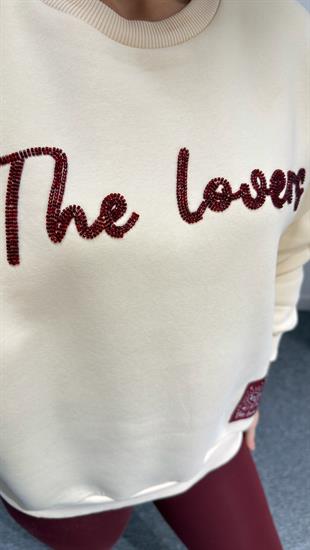 The Lovers Yazılı Bej Sweatshirt
