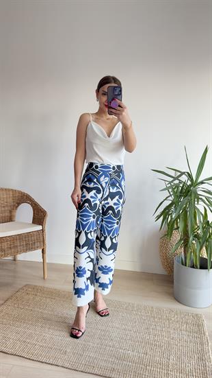 Culotte Mavi Desenli Pantolon