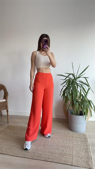 Zra Kırmızı Crep Bol Pantolon