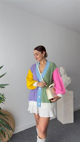 Helen Renk Geçişli Triko Hırka