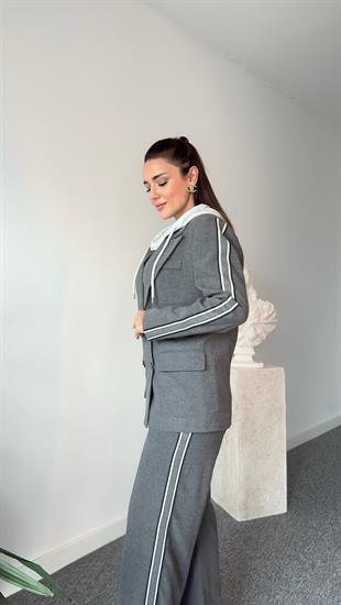 Sonne Çıkartılabilir Kapüşon Detaylı Gri Kaşe Ceket