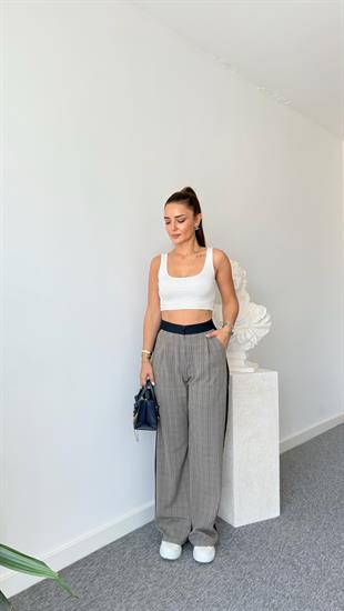 Lisle Ekose Detaylı Lacivert Pantolon