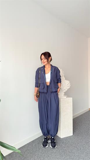 Lacivert Vika Brode Detaylı Paraşüt Takım