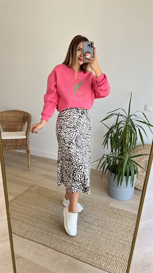 Ny Nakışlı Pembe Sweatshirt