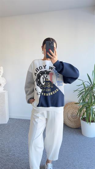 Bread Çift Renk Baskılı Sweatshirt