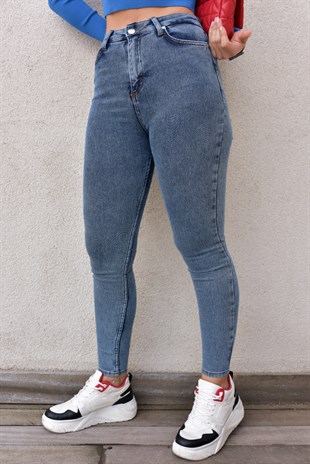 Likralı Mavi Skinny Jean