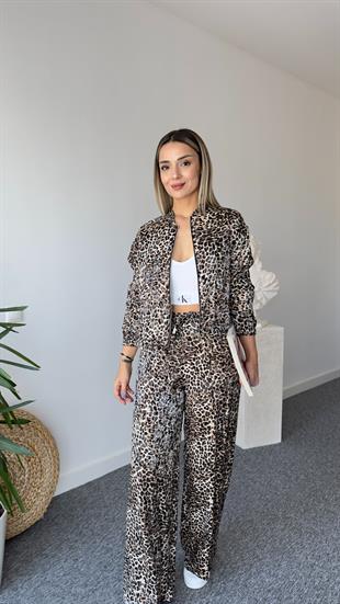 Leopar Desenli Bomber Ceket