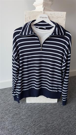 Çizgili Fermuar Detay Laci Sweatshirt