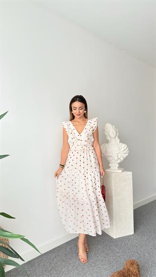 Sirula Çiçek Desenli Fırfırlı Elbise