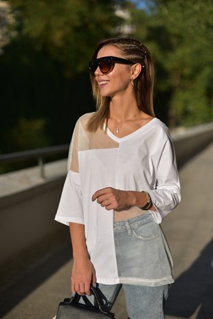 File Detaylı Tshirt