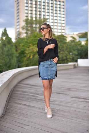 Yırtmaçlı Basic Tshirt