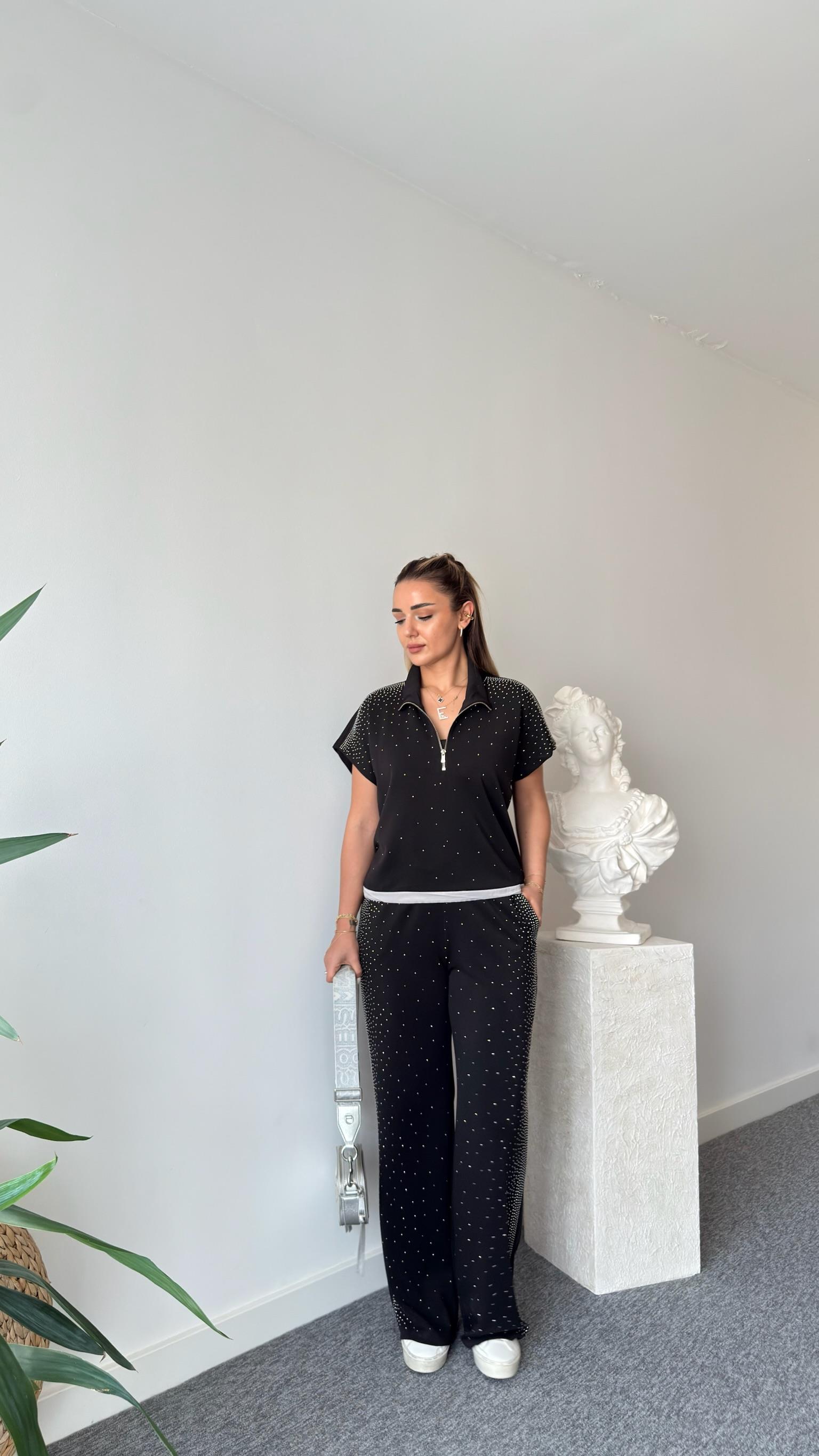 Siyah Tony Premium Taş Detaylı Modal Takım