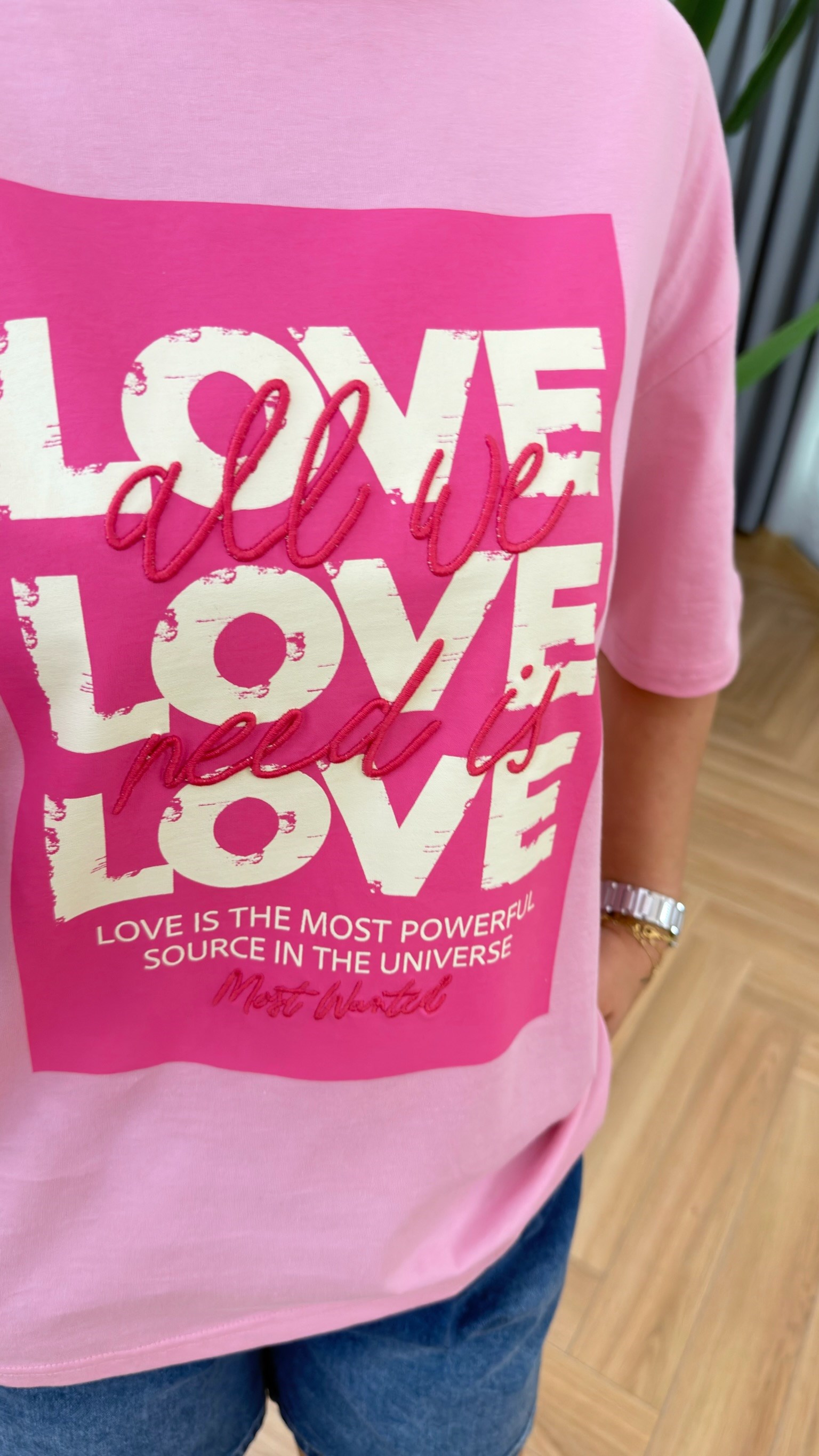 Love Yazılı Pembe Tshirt