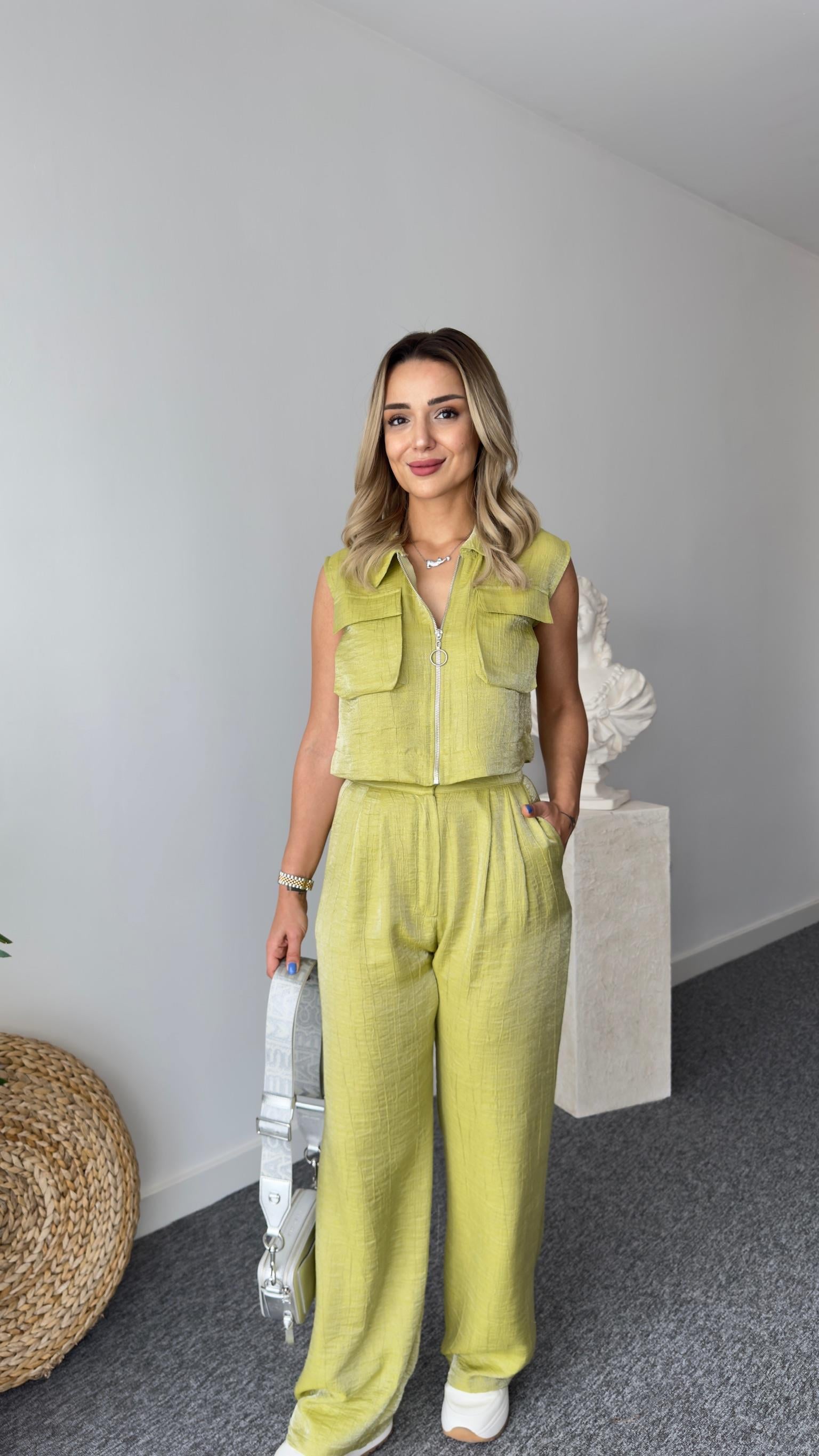 Gjen Fermuarlı Olive İkili Takım 