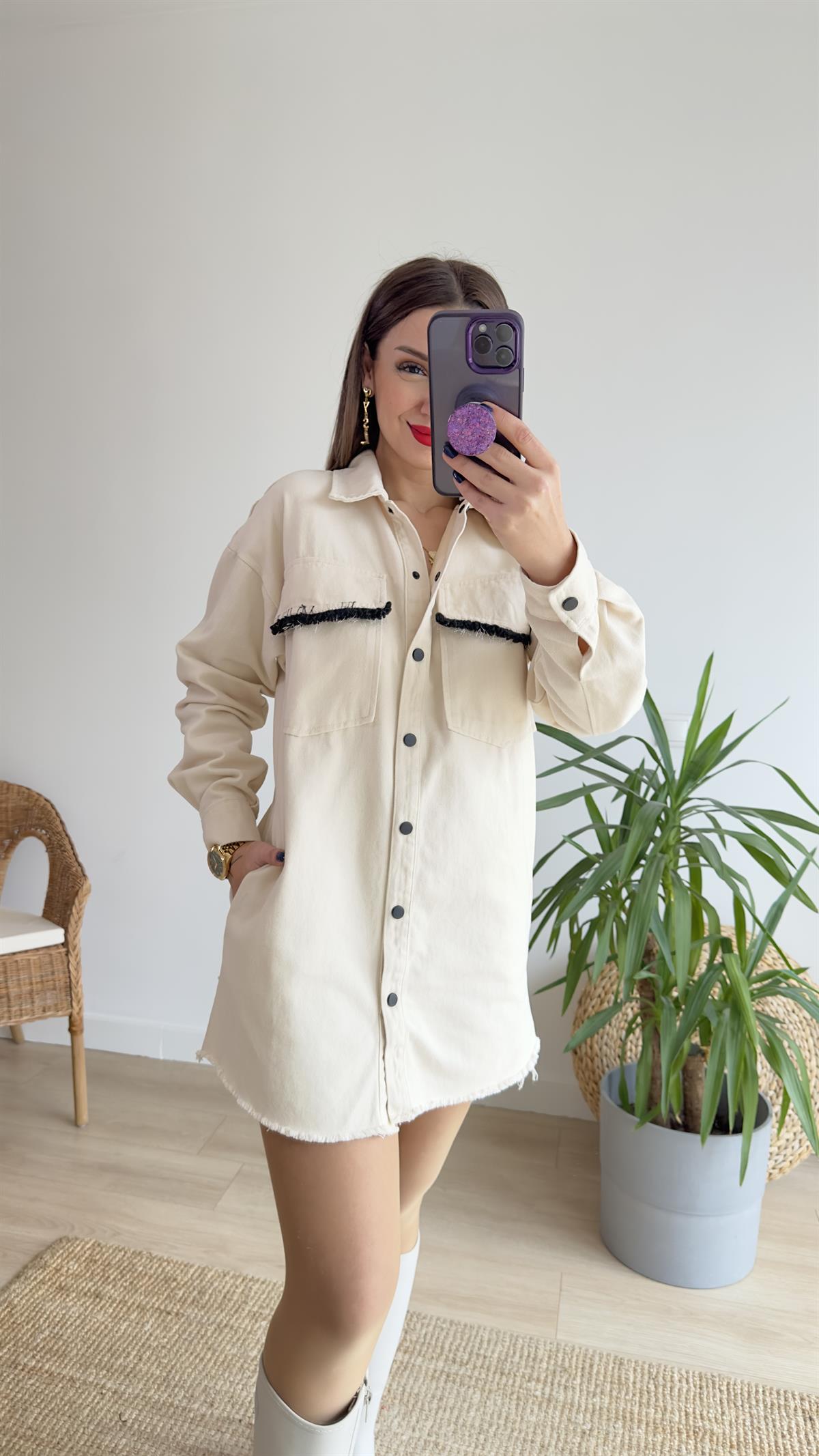 Püskül Ve Ponpon Detay Gabardin Ceket
