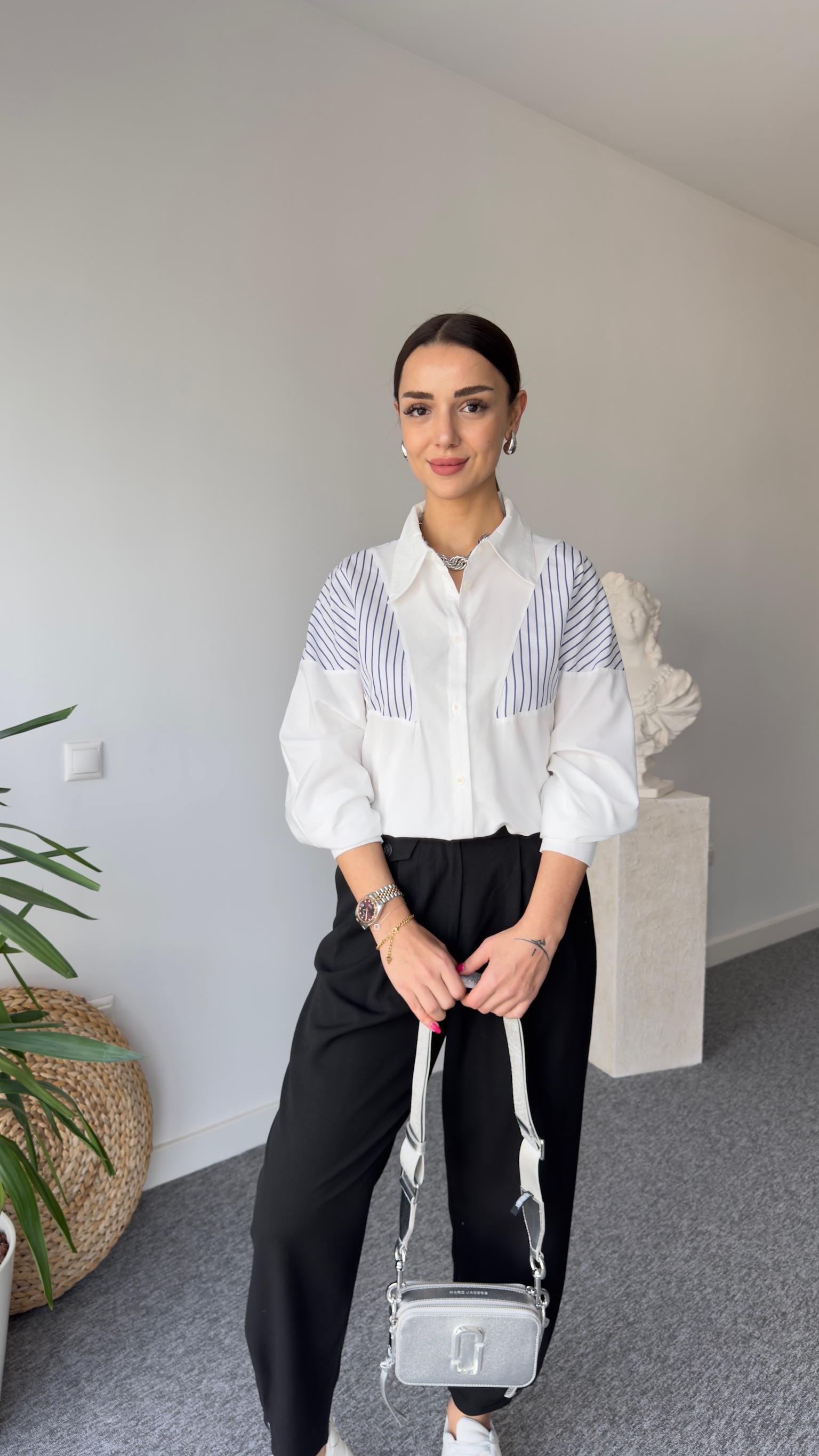 Lori Mavi Çizgili Basic Gömlek